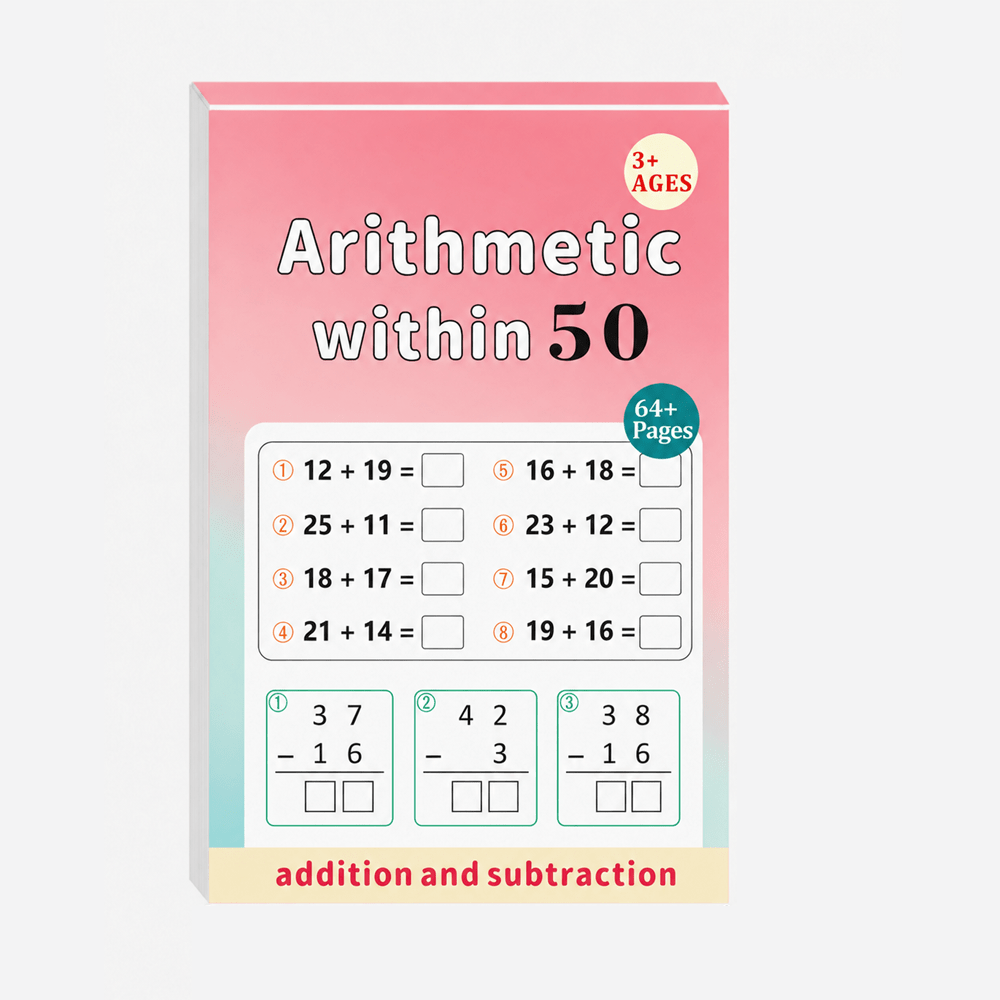TEMU Cahier d'exercices d'arithmétique sur et la soustraction jusqu'à 50, 64 pages, aide à l'écriture, livre de de mathématiques, outil éducatif STEM