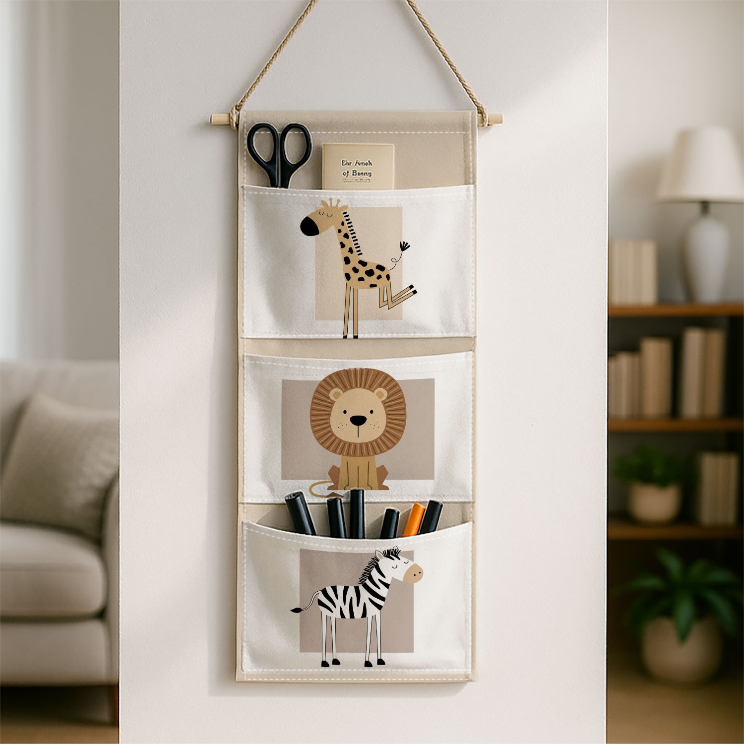 TEMU 1pc Cartoon Animal Wall Storage Bag Design, Adorable And Colorful For Holding Books And Other Items, Perfect For Different Room Styles