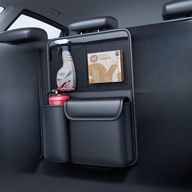 TEMU [car Storage Bag] Car Storage Bag Suitable For All Models, Made Of High-quality Pu Leather Material, Equipped With 4 Storage Compartments,
