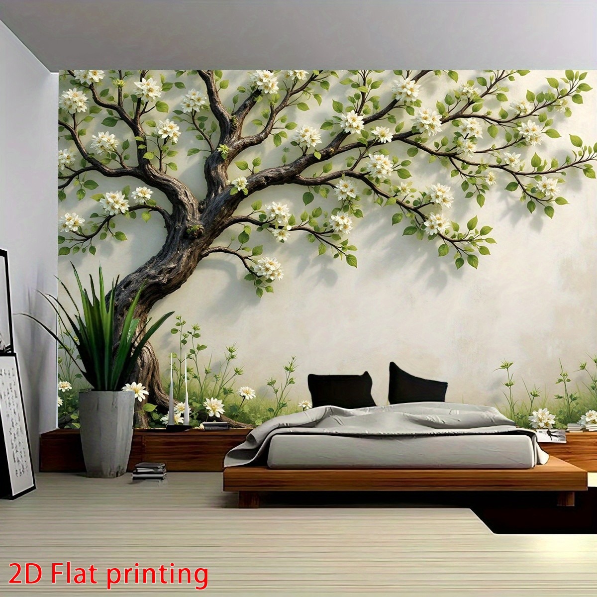 TEMU 2d Flat, 2d Flat Printed 1pc A Wall Art Backdrop - And Green Leaves, High-quality Photo Backdrop For Indoor And Outdoor Party Decorations,