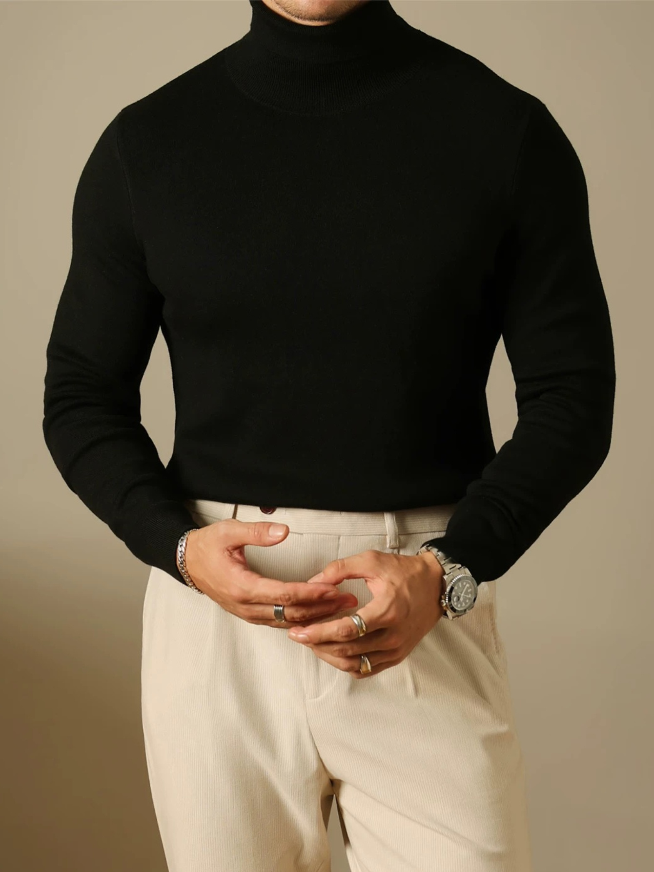 handaiwei heren zwarte coltrui zachte warme lange mouwen Temu