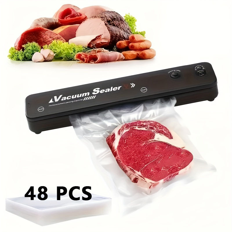 TEMU 1+48 2026 New Model Pcs Vacuum Sealing Machine And Food Storage Bag Sealing Machine, Kitchen Small Tool, Mini Food Packaging Storage Heat