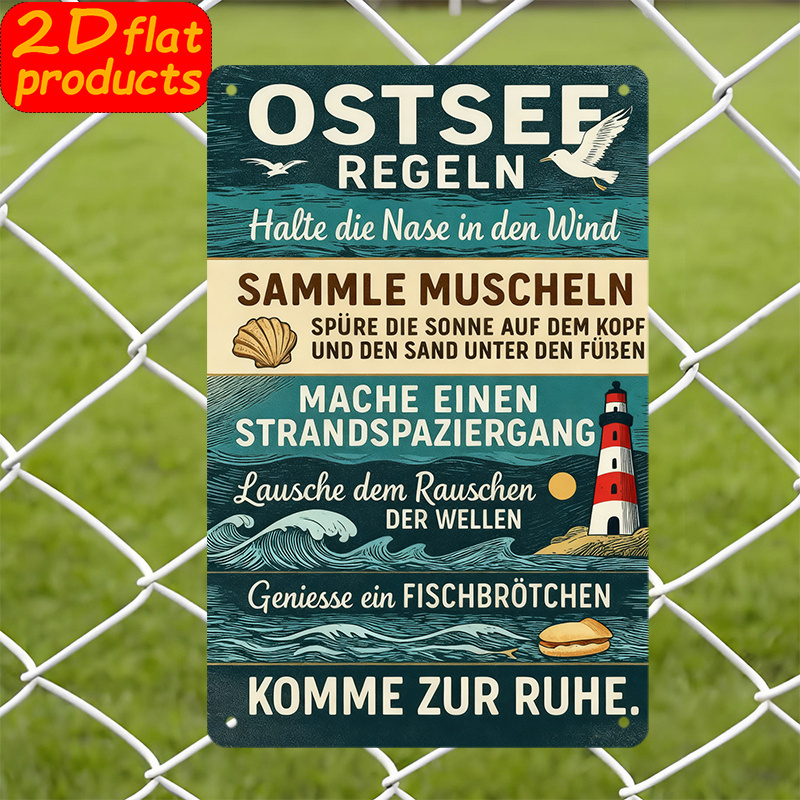 E-shop 2D/Flach, 1 Stück, 20x30 cm Outdoor-Schild mit -Motiv, Möwen, , Muscheln, Wanddekor-Plakette, ideal für Arbeitszimmer, Essbereiche als Geschenk