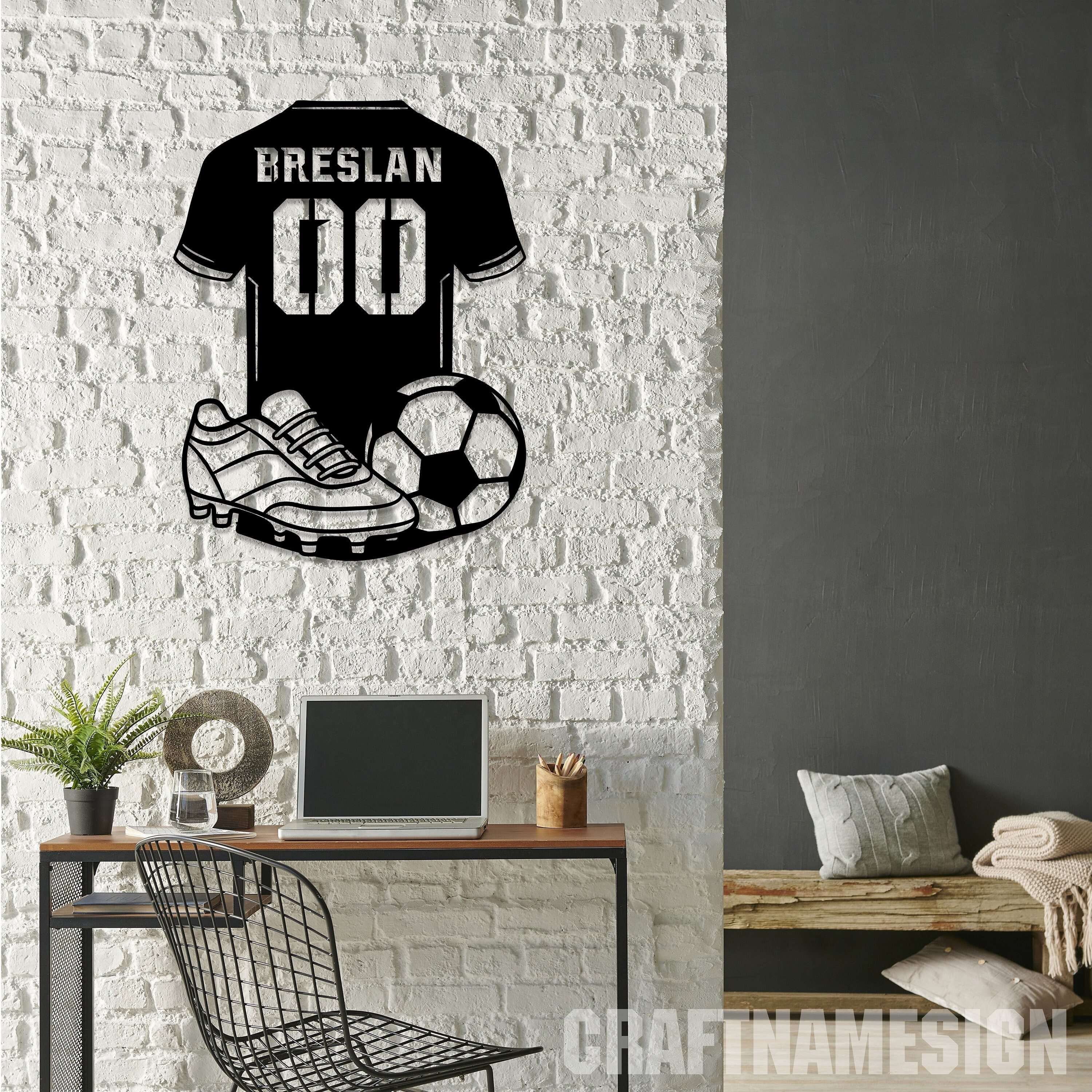 customizable personalized football silhouette metal sign black ideal for home garden decor perfect outdoor party or holiday gift details 3