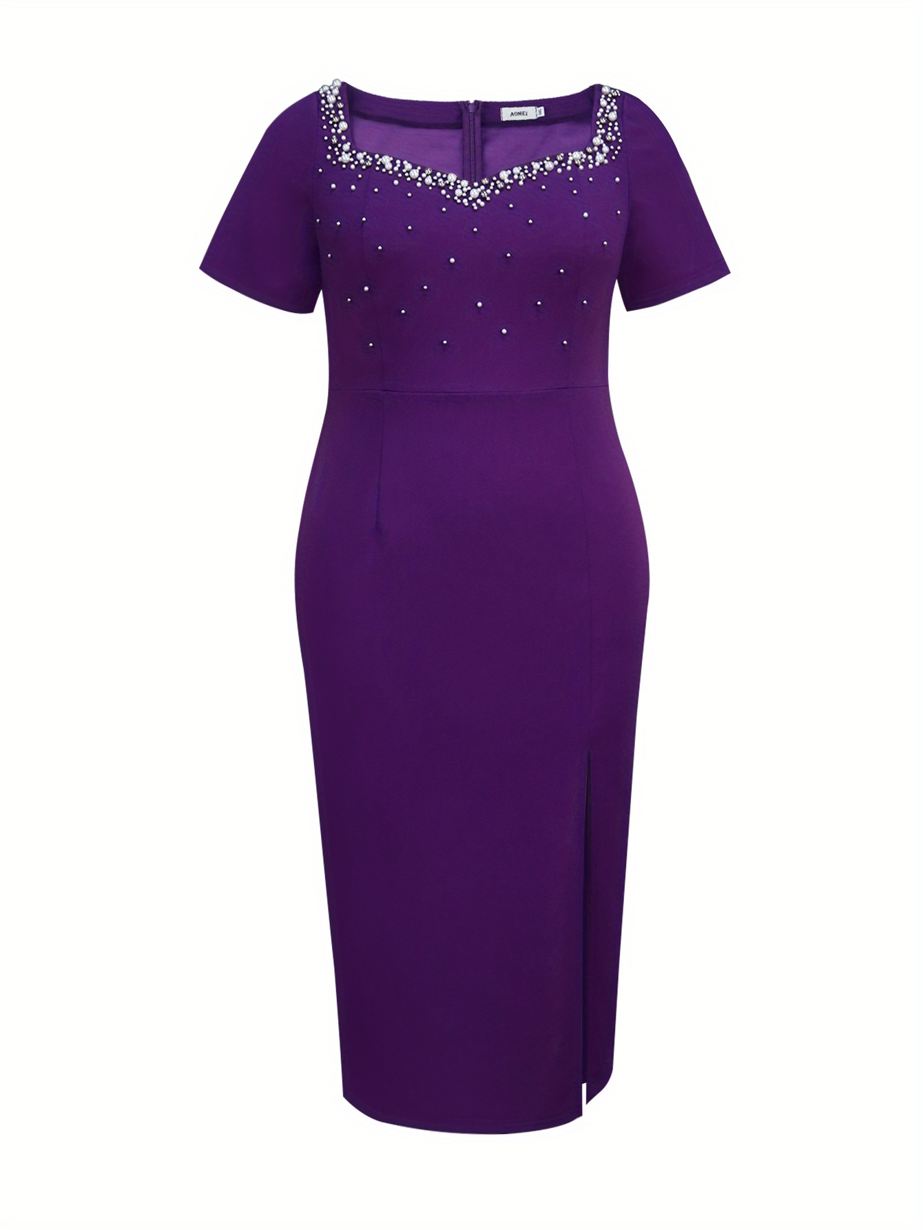 plus size womens purple bodycon dress party evening beaded - Temu Bahrain