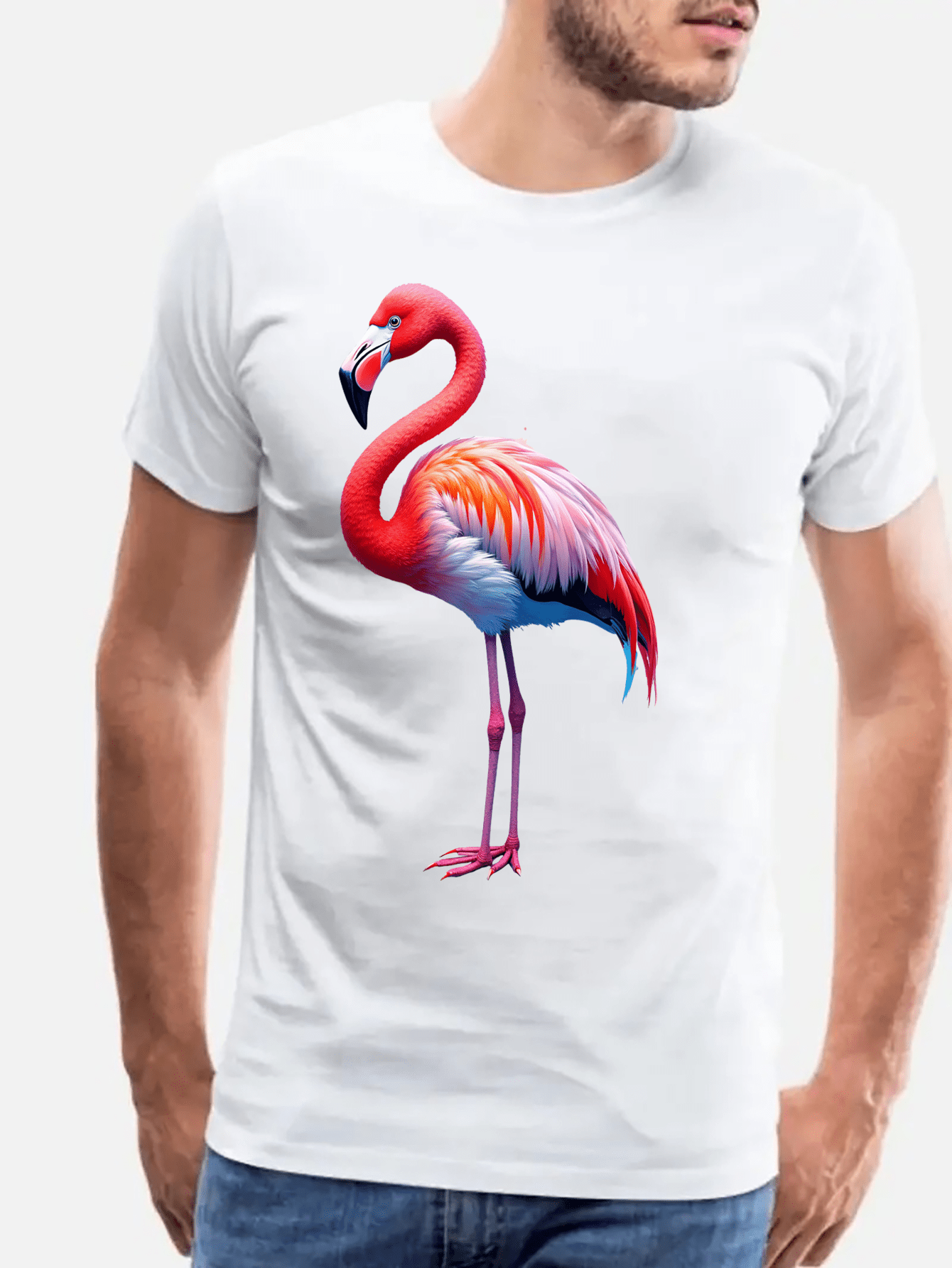 camiseta casual verano hombre estampado flamenco - Temu Chile, image size:800x1066