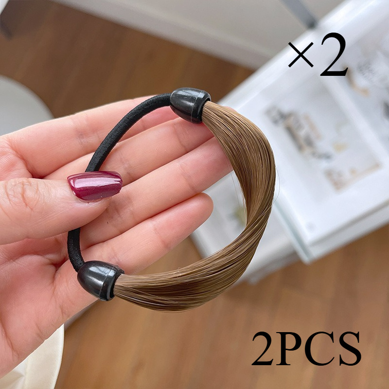 2pcs Minimalist Wig Hair Ties, High Ponytail Low Ponytail Bun Decorative Headband Invisible Accessories