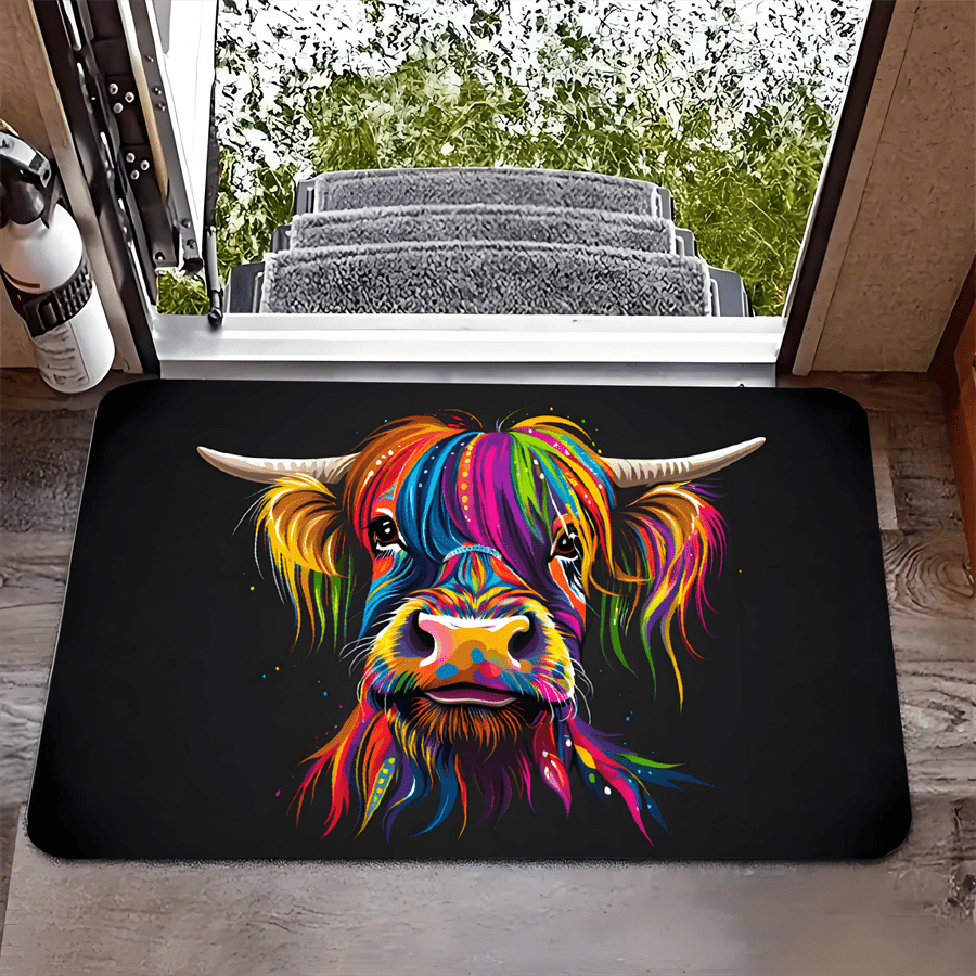 1pc vibrant   welcome mat colorful flannel doormat with medium pile machine made ideal for living room bedroom bathroom kitchen and laundry   decor 0