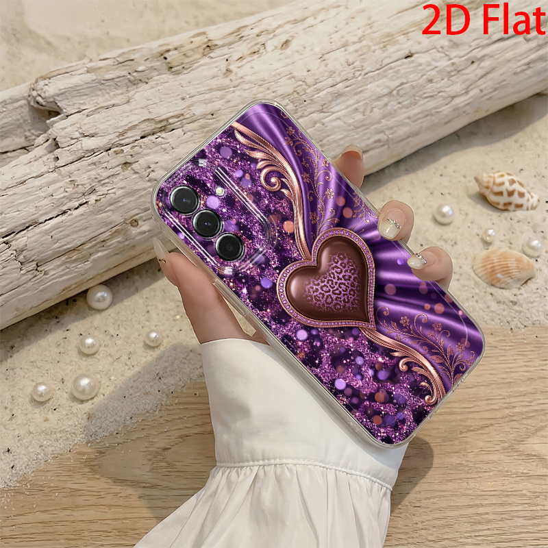 phone case 2d flat   love heart phone case for samsung galaxy a03s a05s a06 a07 a13 a14 a15 a16 a17 a22 a23 a24 a25 a26 a32 a34 a35 a36 a37 a52 a53 a54 a55 a56 a57 s21 ultra s22 plus s23 s24 fe s25 s26 transparent anti fall full  