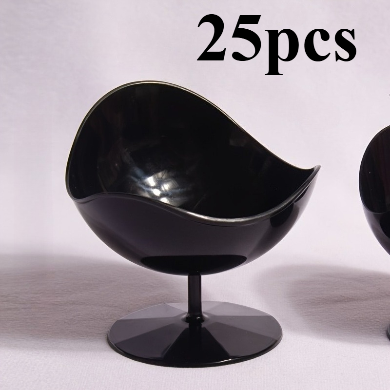 Image of 25pcs Creative Chair-shaped Dessert Cups, Reusable Black And Cream Bowls, Pudding Cups, Coffee Cups, Stylish Dessert Containers, Home Decor Party Tableware