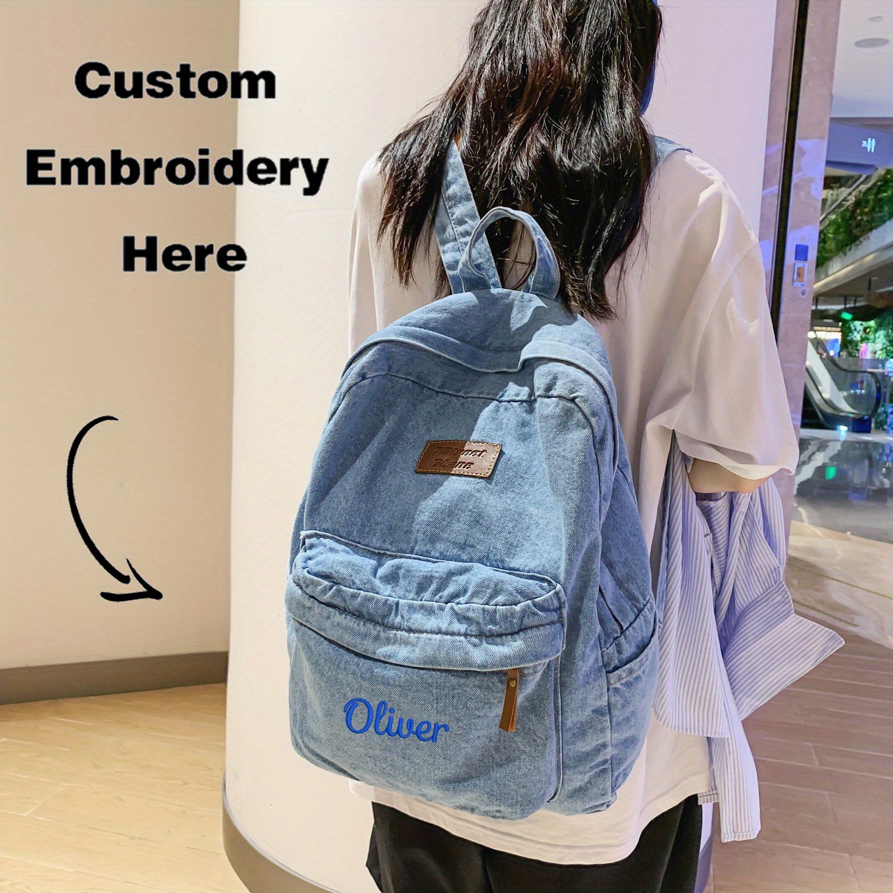 【BAON】Adit Denim Backpack New Denim Backpack Fashion Backpacks High Capacity High