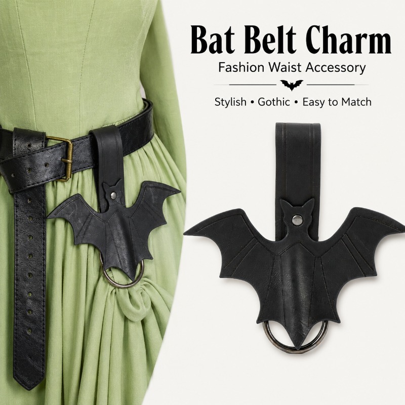 TEMU Gothic Style Pu Bat Belt Charm, Belt Skirt Clip, Halloween Cosplay Waist Accessory