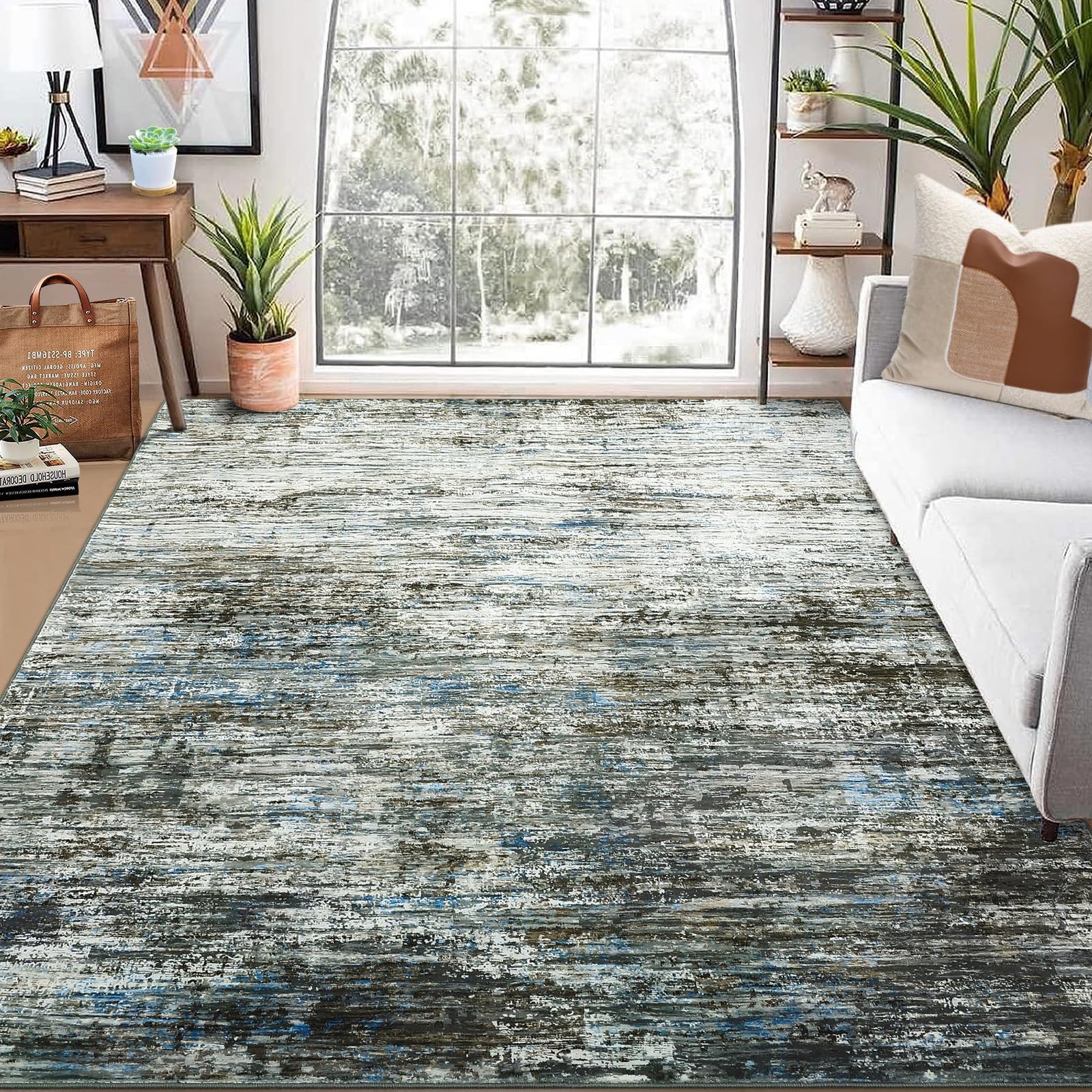 Image of Hallway Runner Rug Modern Abstract Washable Runner Rug, Area Rug Contemporary Aesthetic Kitchen Mat Entryway Carpet Rug For Bedside
