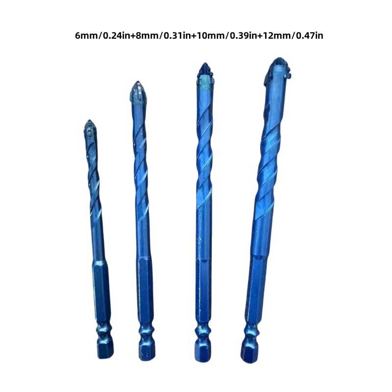 4pcs Heavy-duty Carbide Masonry Drill Bits | Suitable For Tile, Glass, Brick, Concrete, Ceramic, Plastic & Wood - Upgraded Serrated Concrete Drill Bit Set With Hex Shank (drill Bit Collection)