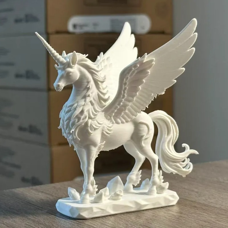 TEMU Sculpture de licorne ailée imprimée en 3D - Figurine de créature en plastique à avec ailes, / Convient pour présentoir d'étagère ou de table à ,