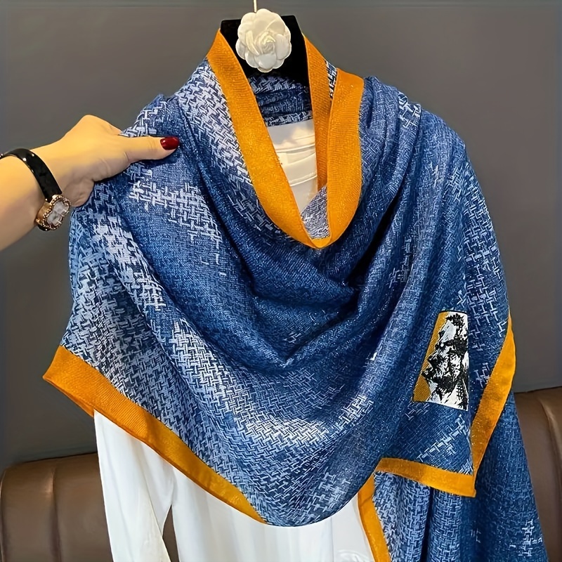 TEMU Pañuelo grande para hombre 100 % viscosa, adecuado para cualquier ocasión - Chal y bufanda cortavientos, envoltura multifuncional de estilo