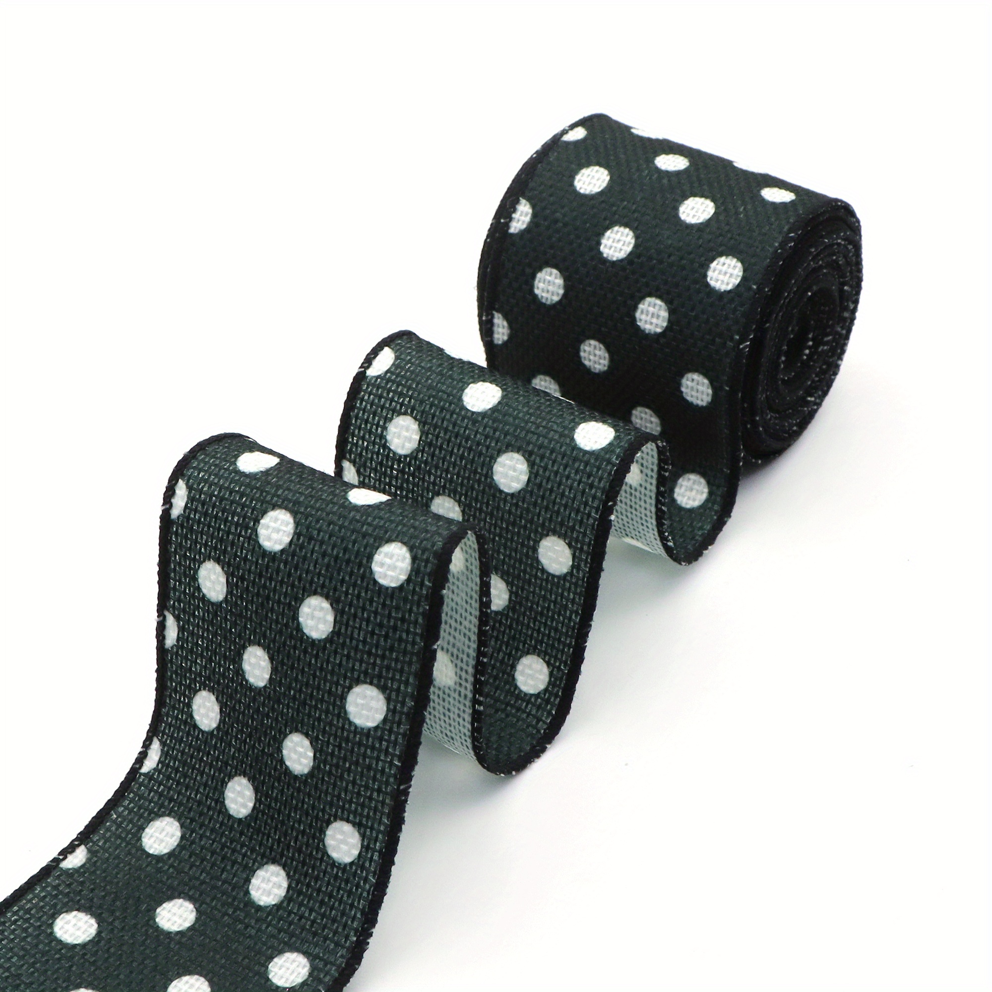TEMU Black White Wired Edge Ribbons, 2.43 Inch X 5 Yards, Checkered Polka Print Ribbons For Wreath Floral Arransynthetic Gemstoneents, Holiday Party