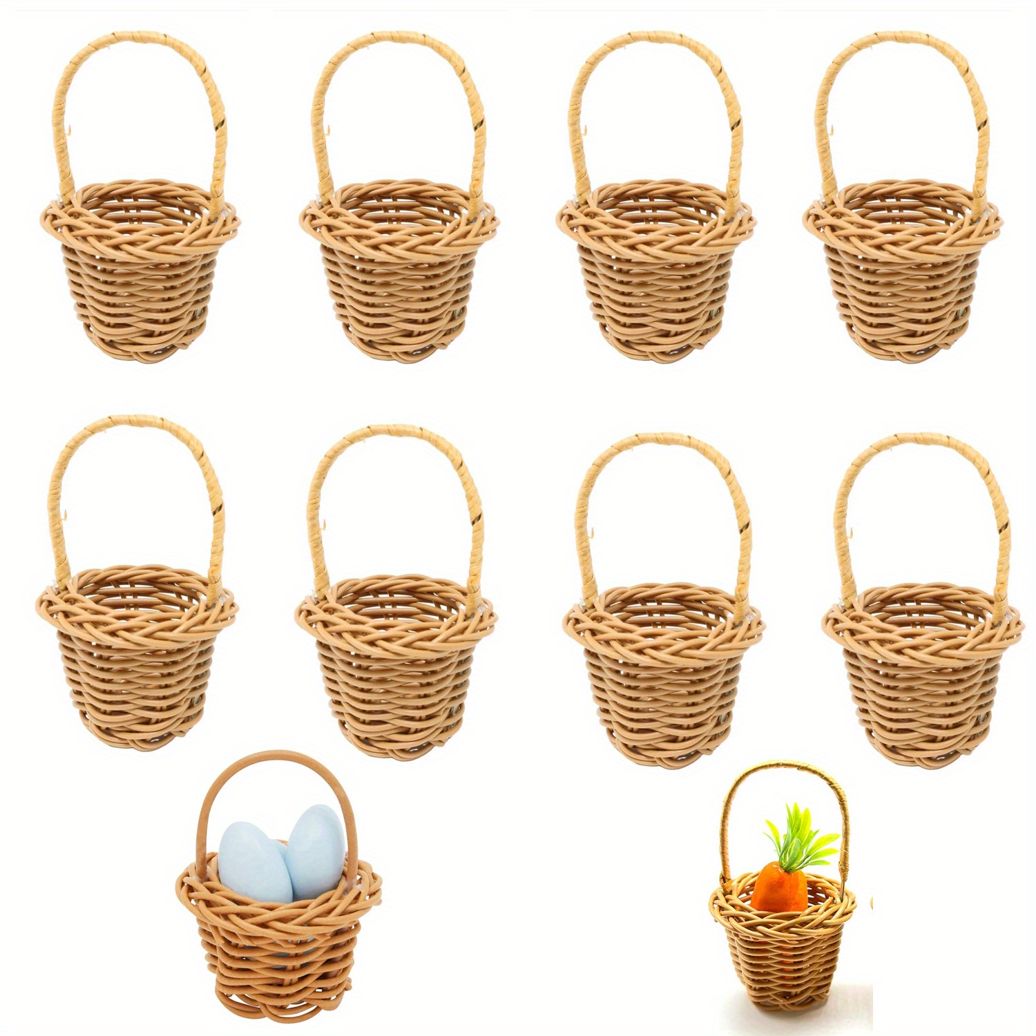 

10-pack Mini Plastic Easter Baskets With Handles, Small Baskets For Eggs, Party Favors, Crafts, Picnic - No Electricity Needed, Material