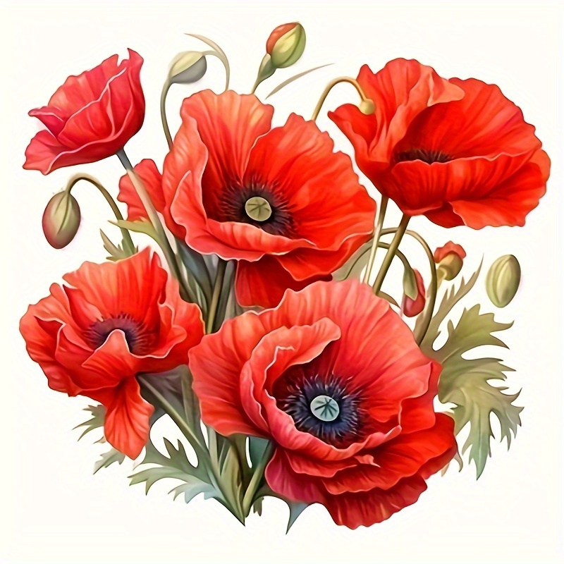 Colorful Poppy Flower Applique Stickers For T-shirts, Pillows, Jeans, Hoodies, Backpacks - , Perfect For Mardi Gras Day, 's Day, Easter Celebrations