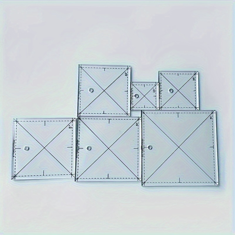 TEMU Ensemble de 6 Règles de Transparentes pour Tricot, Acrylique Carré en Tailles de 2.5", 3.5", 4.5", 5.5" et 6.5" Pouces, Adaptées aux Projets de