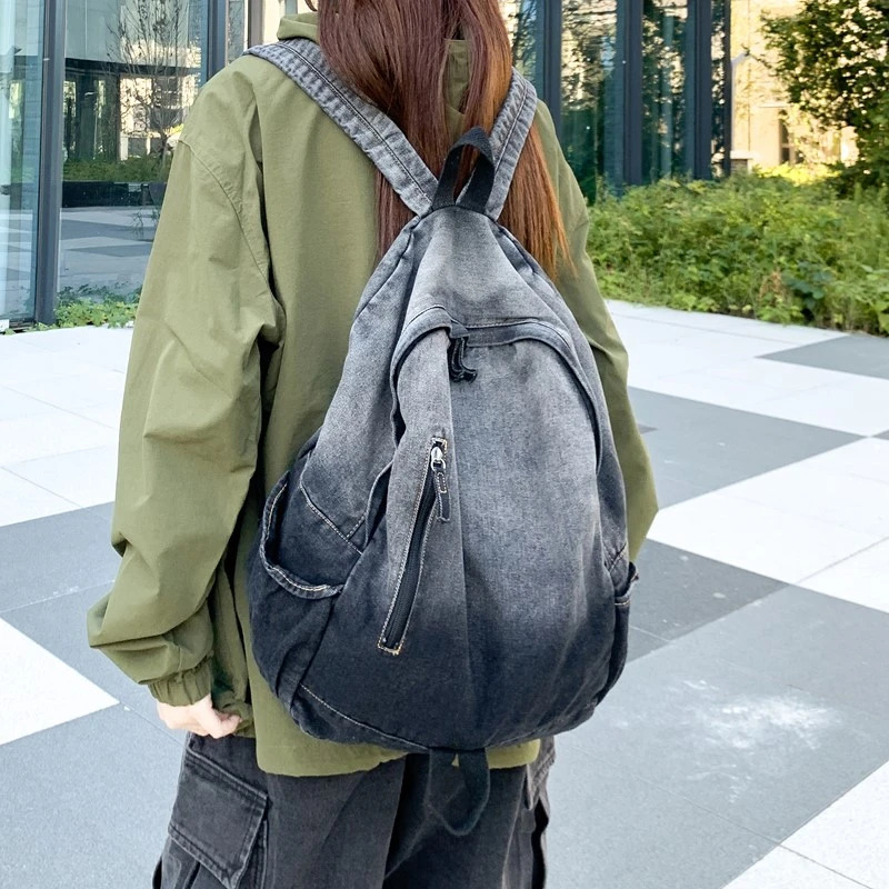 denim backpack sold on Temu United States display picture 3