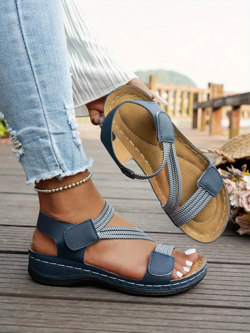 magimobo womens summer sandals casual open toe wedge heel thick cushioned pu sole adjustable ankle strap hook and loop closure breathable synthetic cover for beach casual casual attire crisscross strap design durable footwear Product details 10
