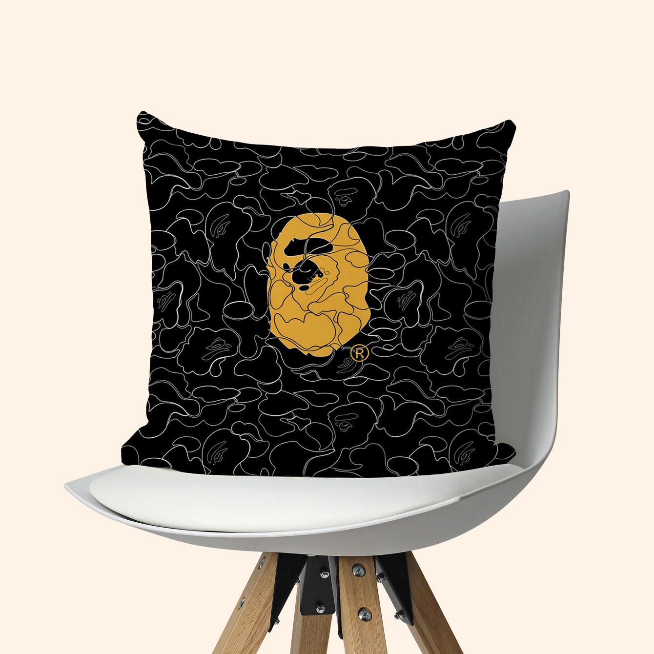 TEMU 1pc 45*45cm, Trendy Head 2d Flat High-quality Polyester Fabric, Suitable For Sofa, Bedroom, Living Room, Office, Car, Soft And Comfortable