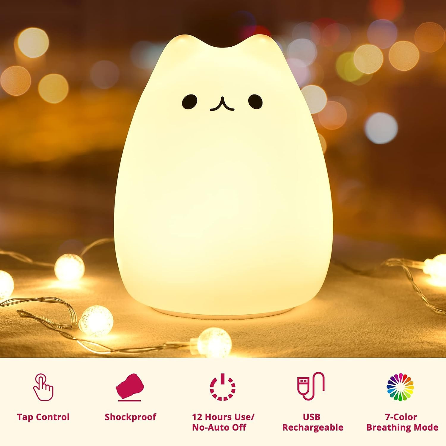 

Led Cat Night Light - , Touch-controlled, Adjustable , Soft Silicone, Portable & Rechargeable - Bedroom Ambiance, Cat Bedroom Decor And Accessories, Led Cat Night Light, , , Portable, Rechargeable