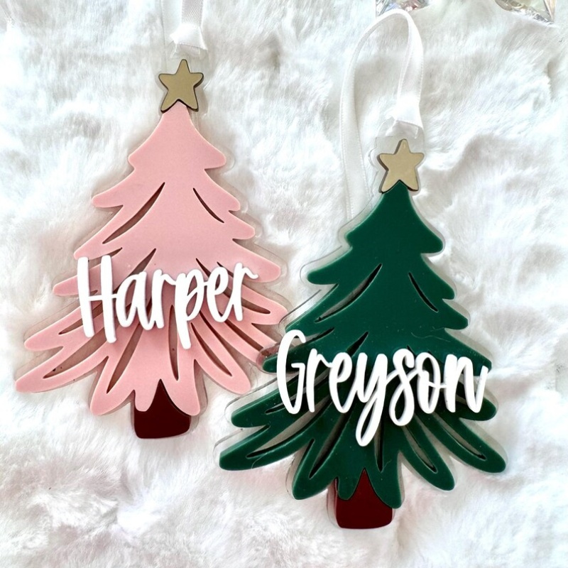 

Custom Acrylic Christmas Ornament - Personalized Tree Decoration & Keychain, Unique Backpack & , Gift,