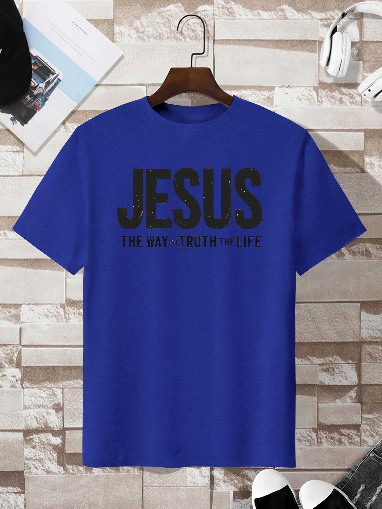 mens   the way     christian t shirt olive green with   white john 14 6   verse   short sleeve round neck tee for church casual attire   geometric   machine washable relaxed fit   faith based statement tee blue 0