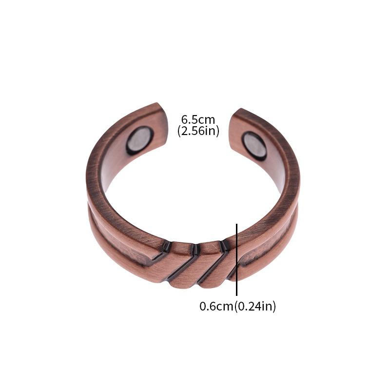 Copper Open Ring with Vintage Geometric Design