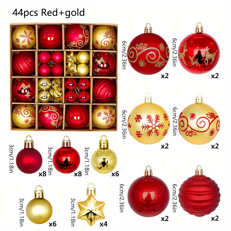 Décorations de Noël 44 pièces : ornements peints, boules suspendues et décorations festives pour arbre et scènes - Idéal pour fêtes, cadeaux et célébrations de Noël, Halloween et Nouvel An - Parfait pour famille et amis - Boules et ornements en plastique pour sapin