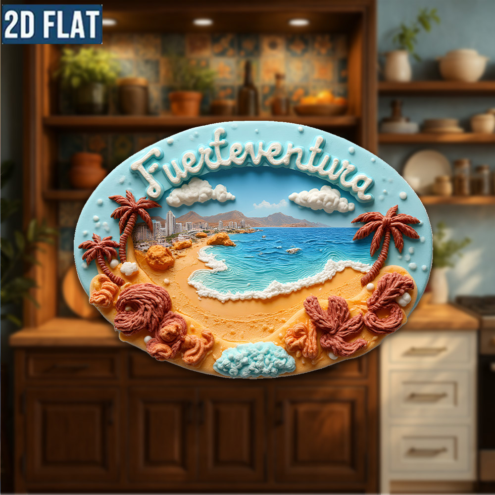 TEMU Acrylic Fridge Magnet In 2d Flat Design, Featuring A Scenic - Of , Decorating Kitchens And Offices, And Makes A Great And New Year, 2d Flat