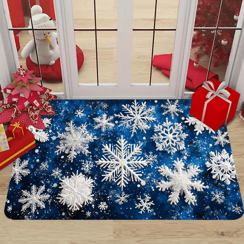 

Chic Winter Rug - , Machine Washable Polyester Floor Mat For Living Room, Bedroom, Kitchen & Office Decor, Christmas Decor