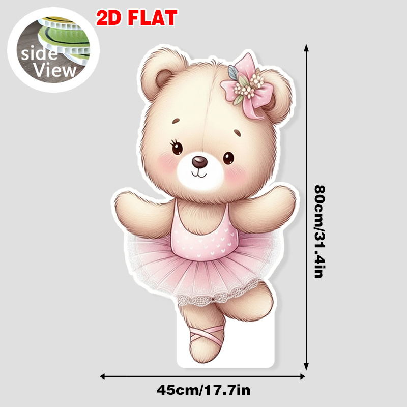 TEMU 1pc Ballerina Style Teddy Bear Standee - Durable Resin Bear Cutout For Indoor/outdoor Birthday, Easter, Spring & Holiday Party Decorations -