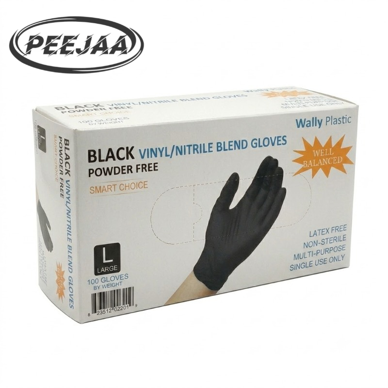 TEMU 100pcs Pack Of Disposable Black Pvc-coated Acrylic Fiber Gloves, Suitable For Kitchen, Dishwashing, And Household Cleaning, For Indoor And