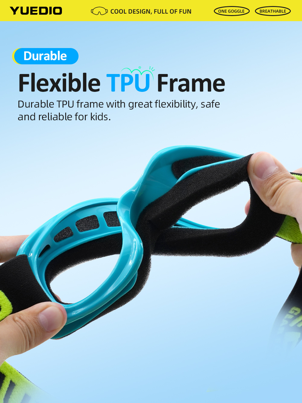 Kids Ski Goggles Youth Snowboard Goggles Childrens Snow Glasses Winter Sports Eyewear TPU Frame PC Lens