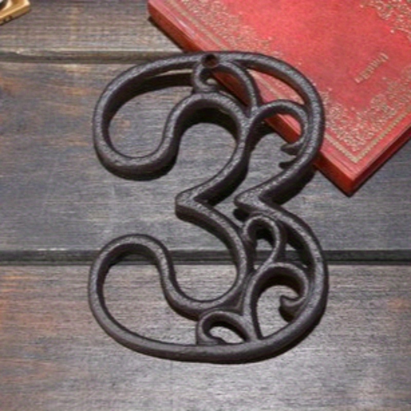 TEMU Durable Build, Modern Cast Iron Number 0-9 With Hollow Anti-corrosion Design - Ideal For Diy Address, House, Email, And Phone Display In Homes,