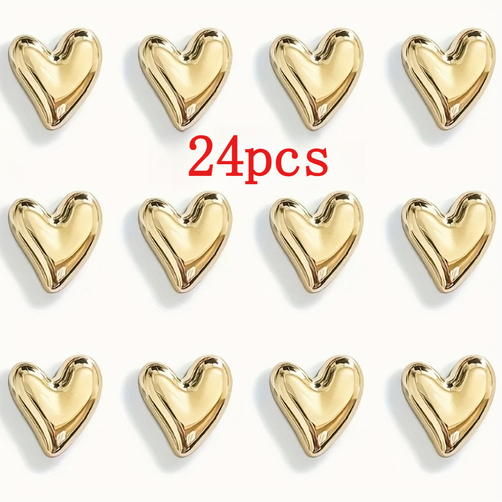 E-shop 24-teiliges Set, Goldener Herz-Kühlschrankmagnet, Silberner Herz-Kühlschrankmagnet, Niedlicher Dekorativer Magnet, Personalisierter