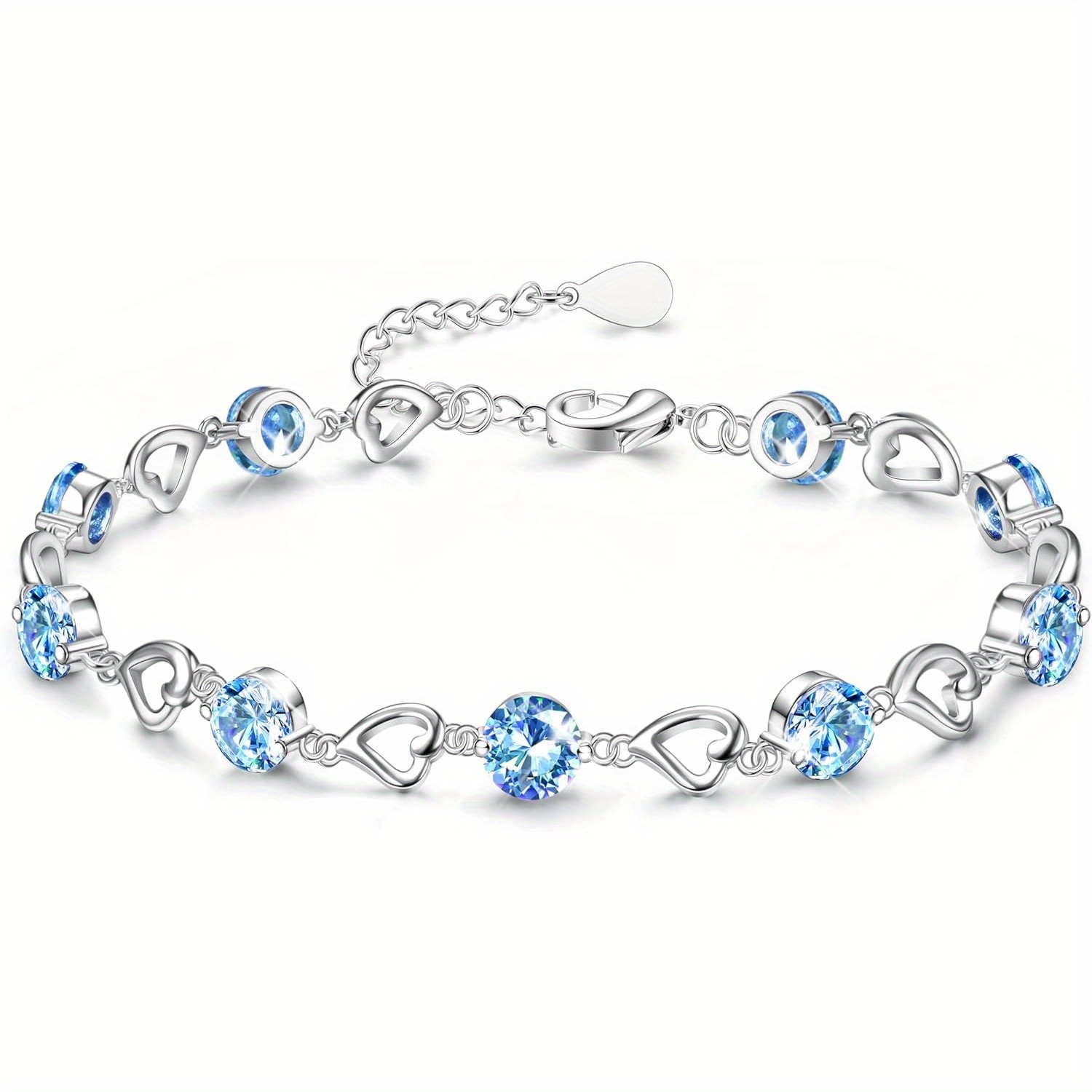 Silvery Bracelet For Women Adjustable Love Heart Bracelet Shiny Zirconia Crystal Bracelets Bracelet Bracelet Friendship Bracelets For Women White/ Blue/ Pink/ Purple