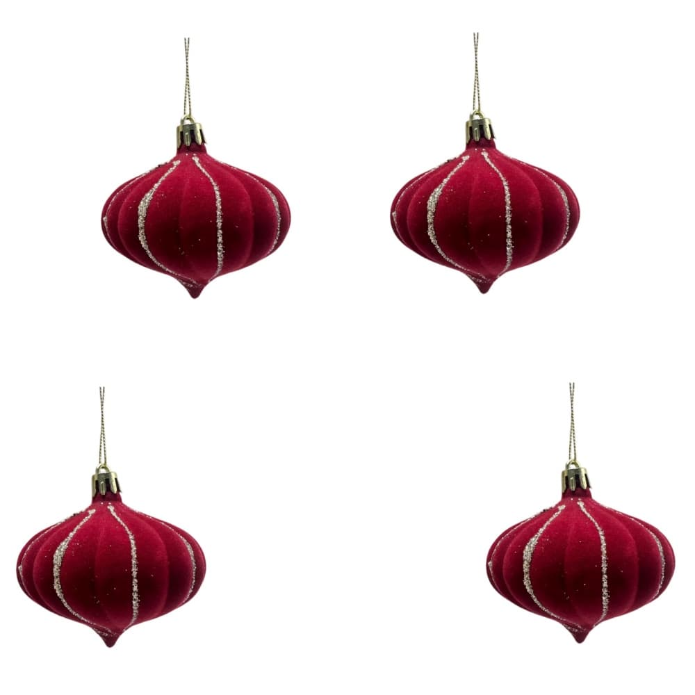 TEMU 4 pezzi di natalizie in velluto, decorazioni per albero di Natale in plastica per decorative da appendere ( scuro)