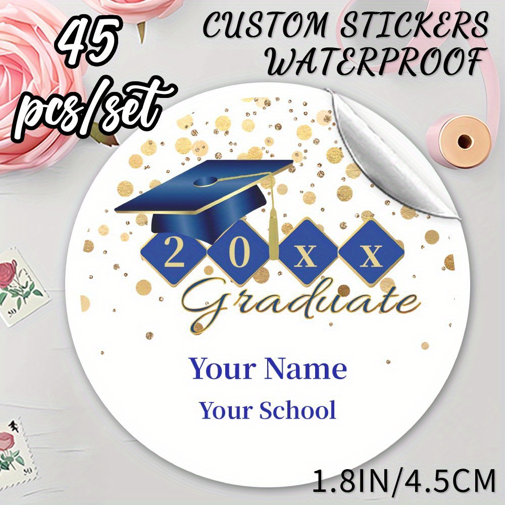 

Custom Graduation Stickers - 45pcs Set, Waterproof & Sun-resistant, Class Of 2024, Laptops, Diaries, Water Bottles - Ideal Party Favors