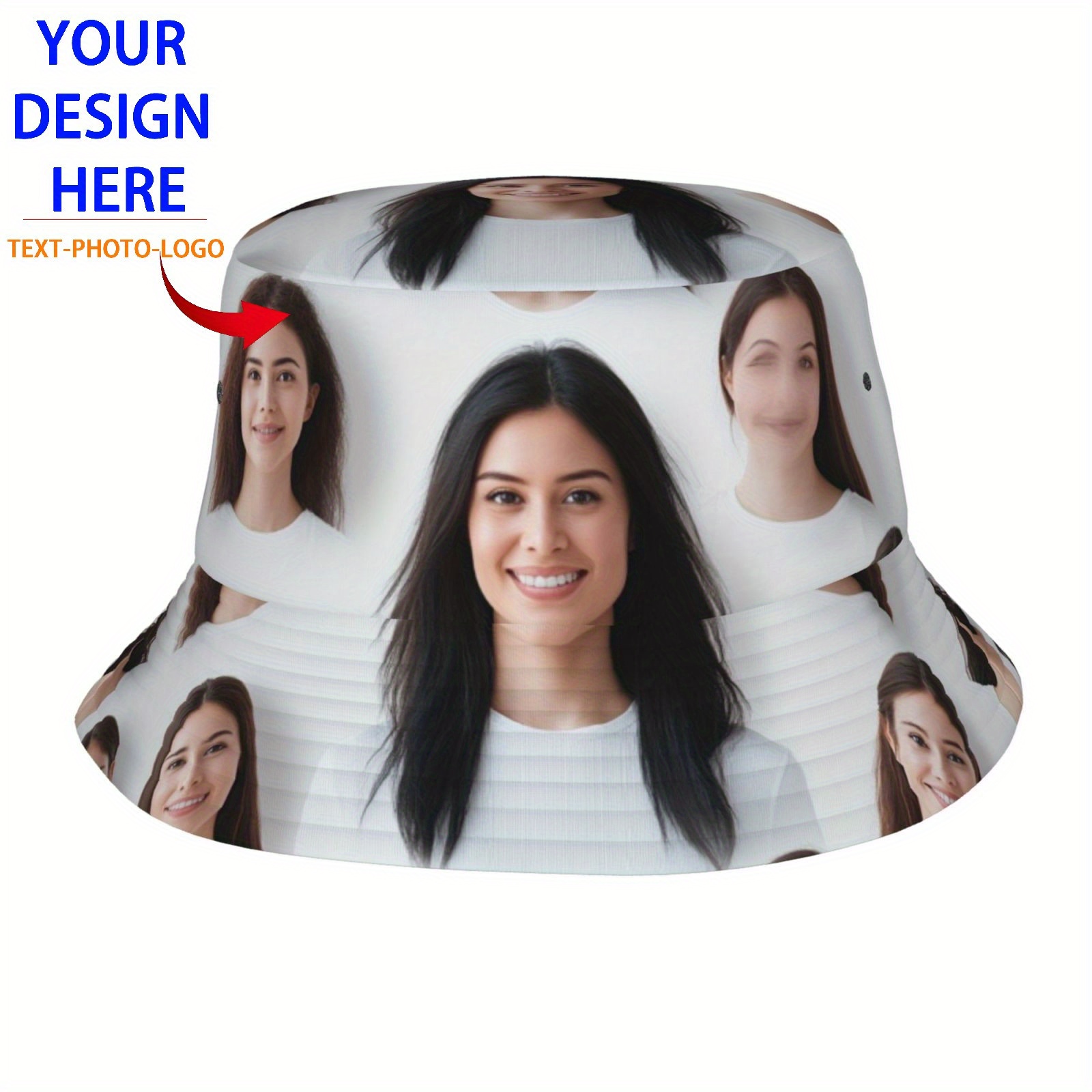TEMU Customizable Bucket Hat With Your Own Photo/logo - Design Suitable For Birthdays, Summer Travel & Promotional Gifts, Your Image For Funky For &