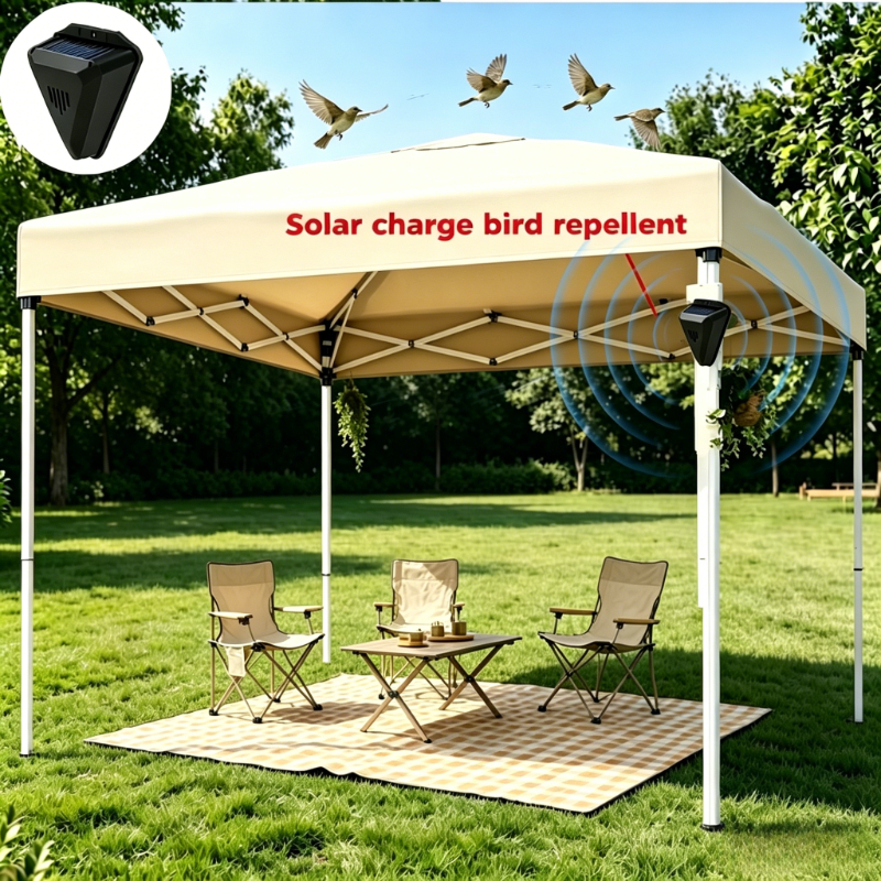 TEMU Outdoor Solar-powered Alarm, A Bird Deterrent That Used Day And Night, Featuring Flashing Light And Sound Functions. Suitable For Courtyards,