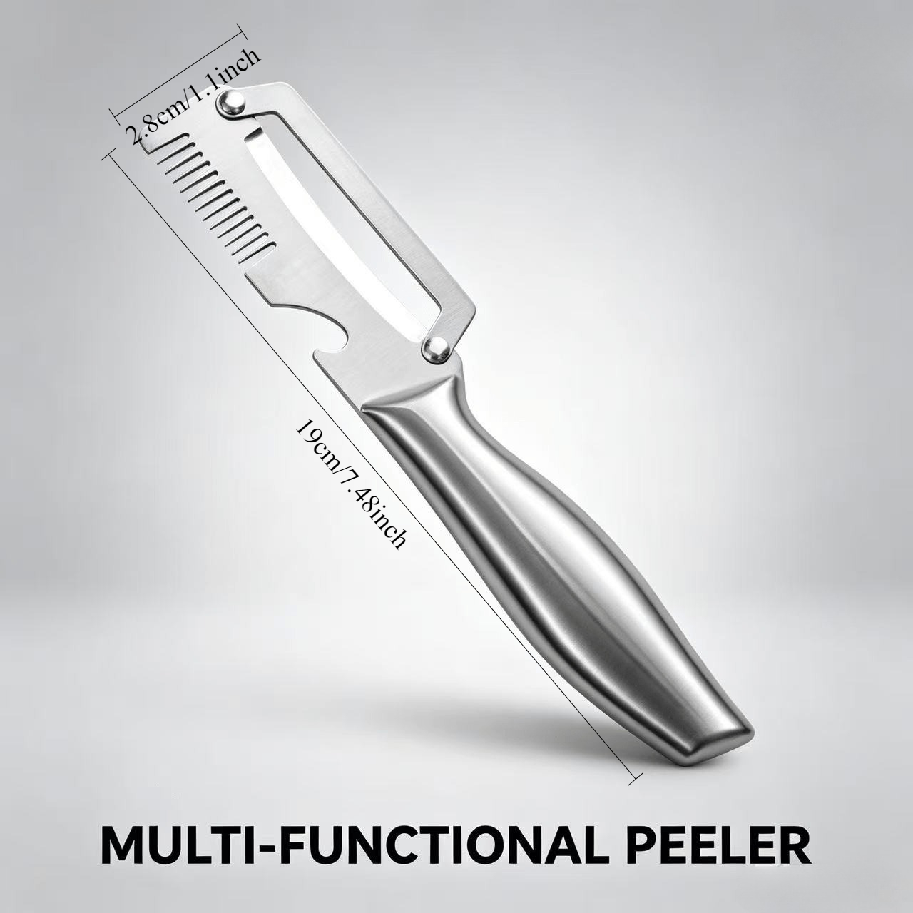 TEMU 1pc Upgraded Stainless Steel Peeler, Peeler, Peeling And Bottle Opening, Shredding In One, Peeling, Bottle Opening, Scraping And Other Multiple