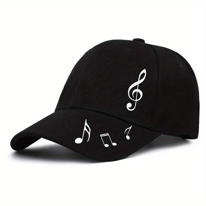 TEMU 1 Adjustable Baseball Cap With Musical Note Print - Lightweight Sun Hat (black, Red, Blue, Pink, White, Navy Blue) Casual Wear, Cap