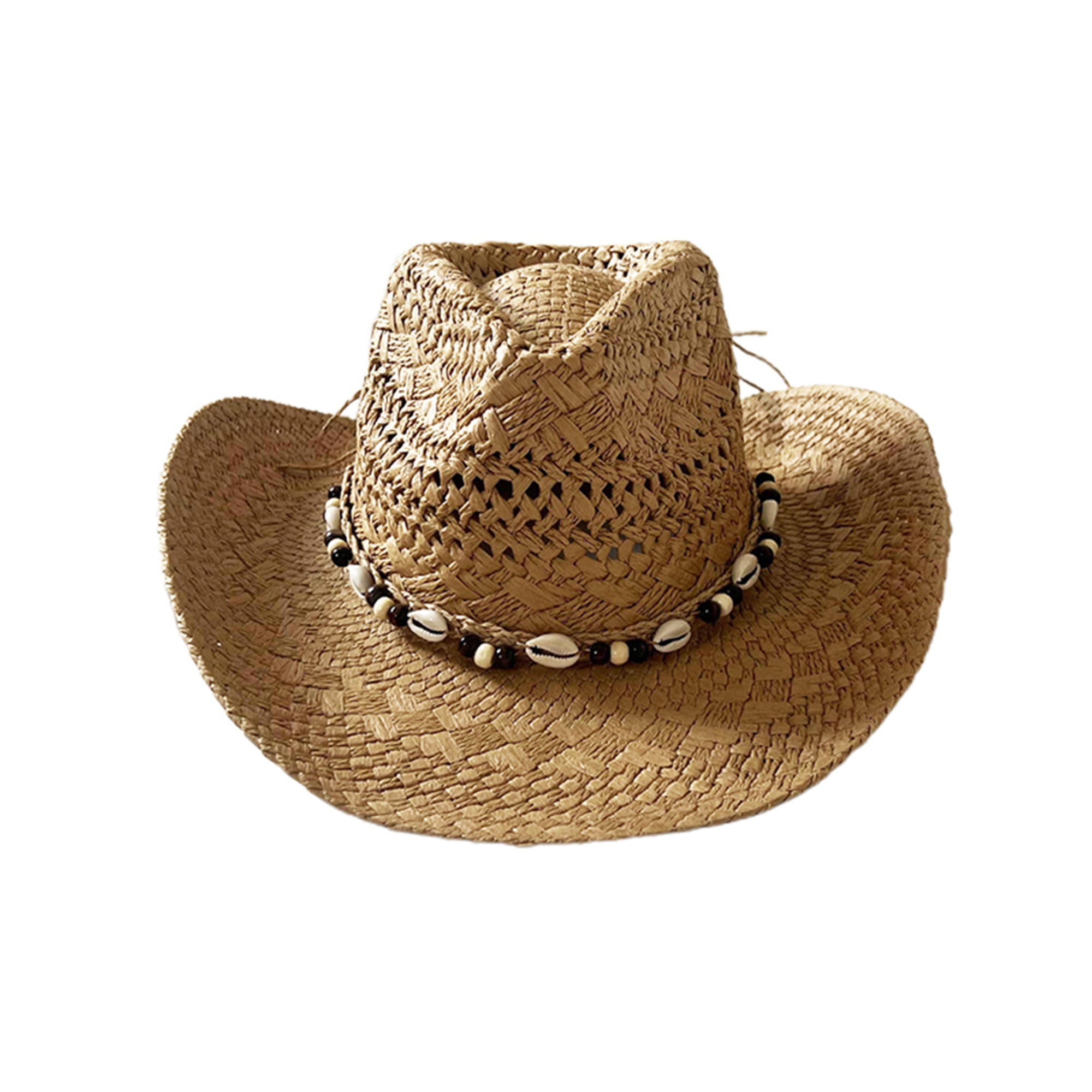 straw beach hat vintage cowboy hats women men western straw  display picture 1