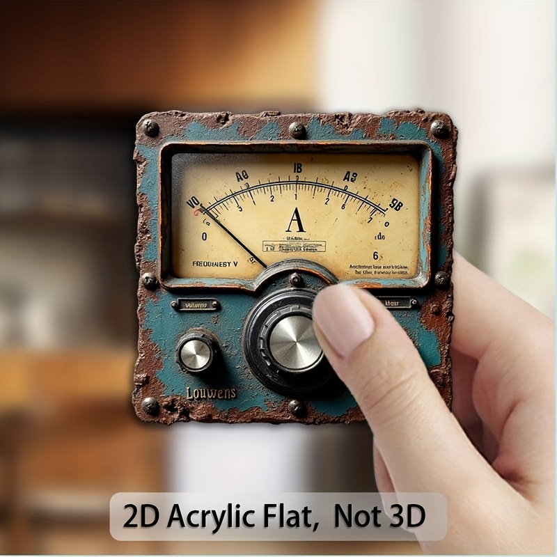 TEMU 1 stuks 2D Platte Vintage Koelkastmagneet, Gemaakt van Acryl Materiaal, met Retro Wijzerplaat Ontwerp, Geschikt voor Koelkasten en Vriezers. Het