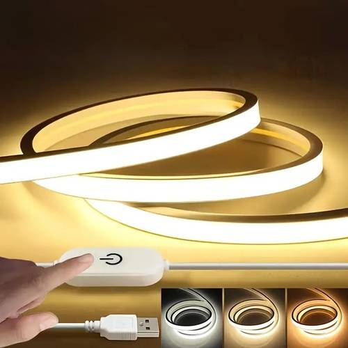 1m 5 control led neon strip usb powered adjustable light bar ultra thin flexible neon light with touch switch soft lighting and warm