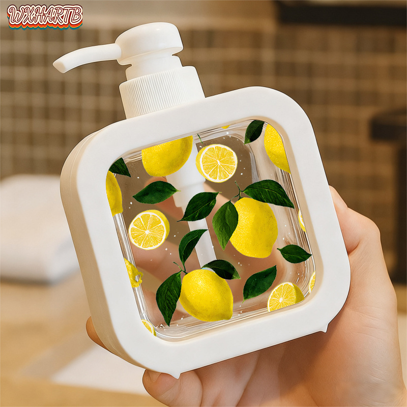 TEMU Distributeur de salle de bain créatif avec pompe à main - Motif citron vibrant, parfait pour savon, désinfectant pour et plus. Flacon de